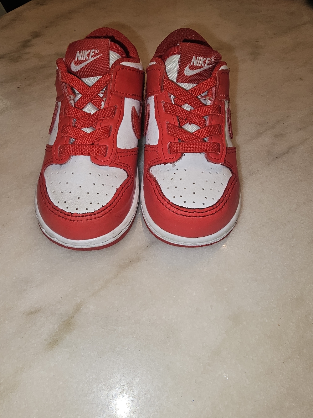 Nike Kids Red and White Low-Top Sneakers